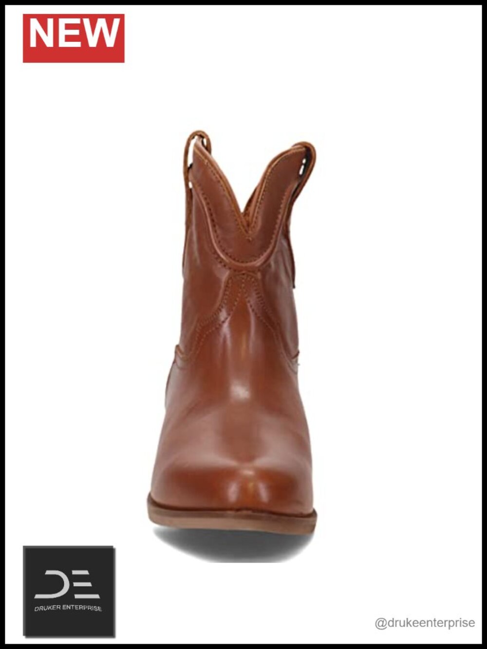 Dingo Seguaro Leather Ankle Boots Pull-On Cowboy Booties Embroidered Block Heel - Picture 2 of 6